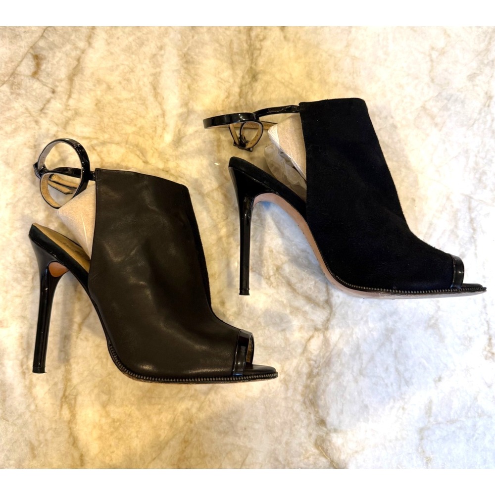 L.A.M.B. Gwen Stefani Womens Peep Toe Ankle Strap Leather‎ 5" Stilettos Size 7.5
